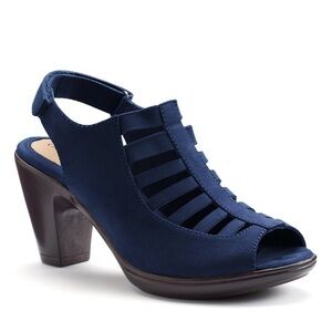 NWOT Croft & Barrow Shay Ortholite Navy Blue Caged Heels, Size 9.5